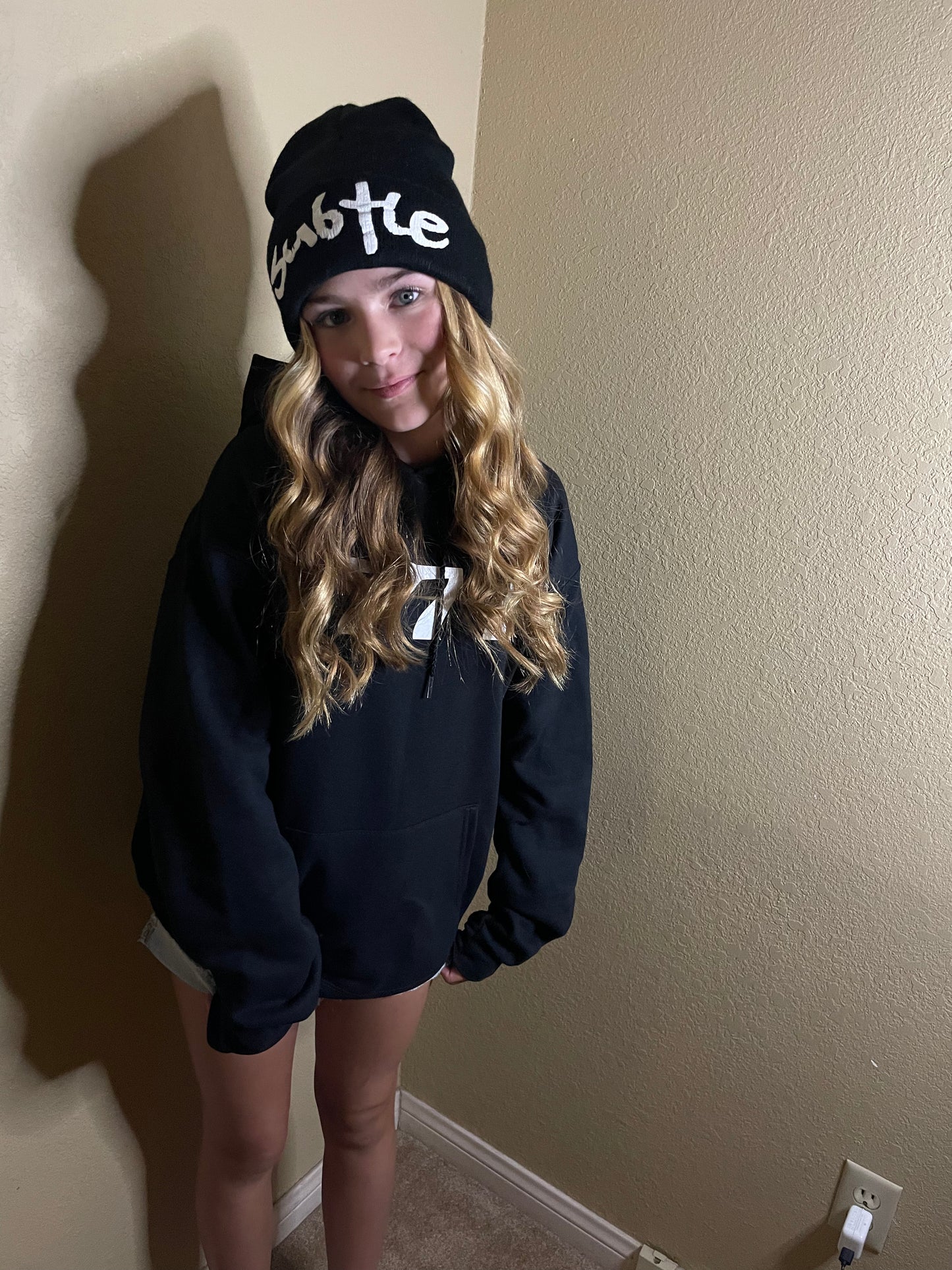 "SUBTLE" Black Beanie